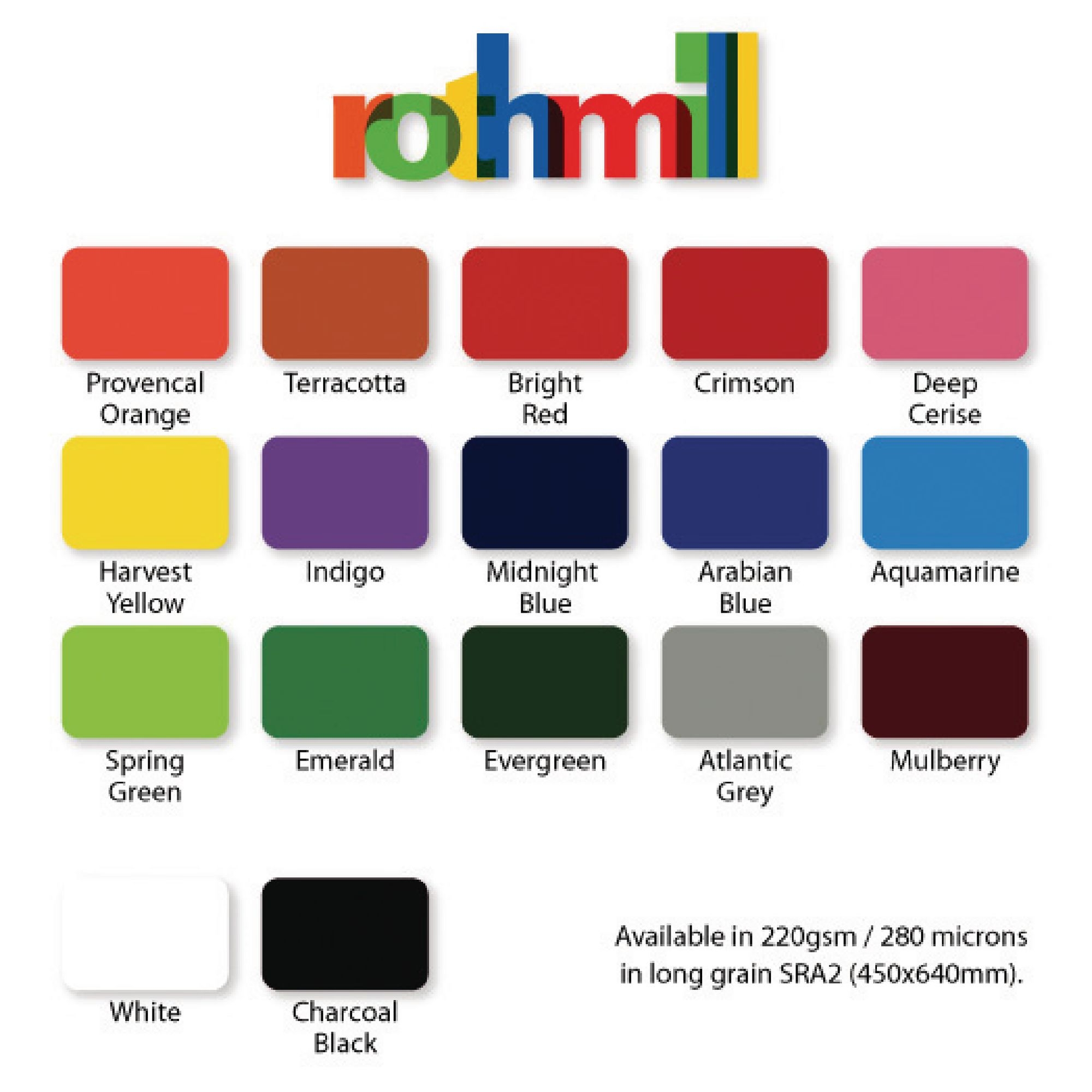 Rothmill A4 Brilliant Colour Card - Charcoal black